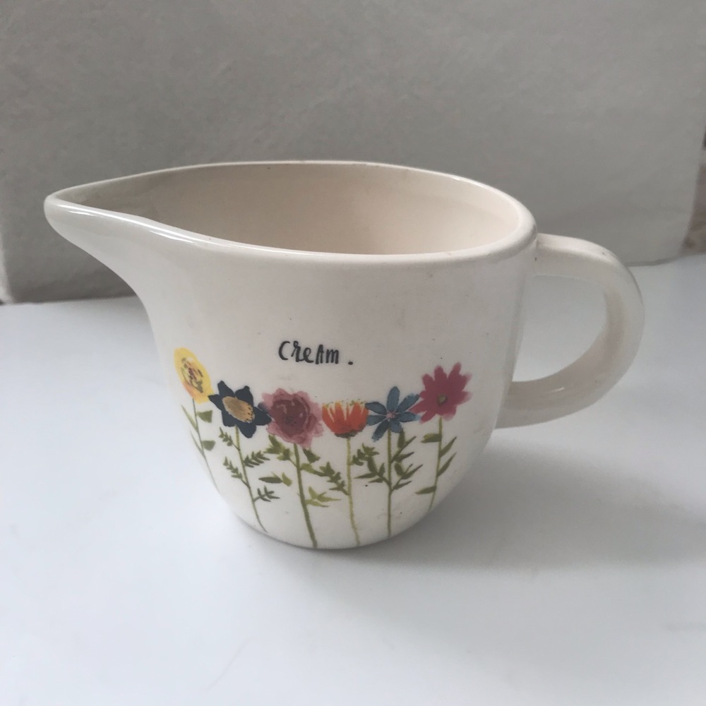 Rae Dunn cream floral pitcher